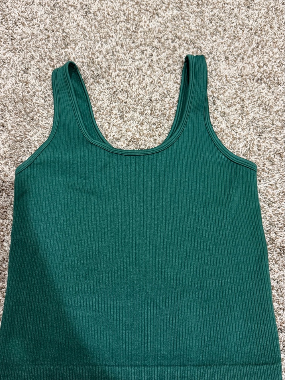 a new day Dark Green Ribbed Tank Top